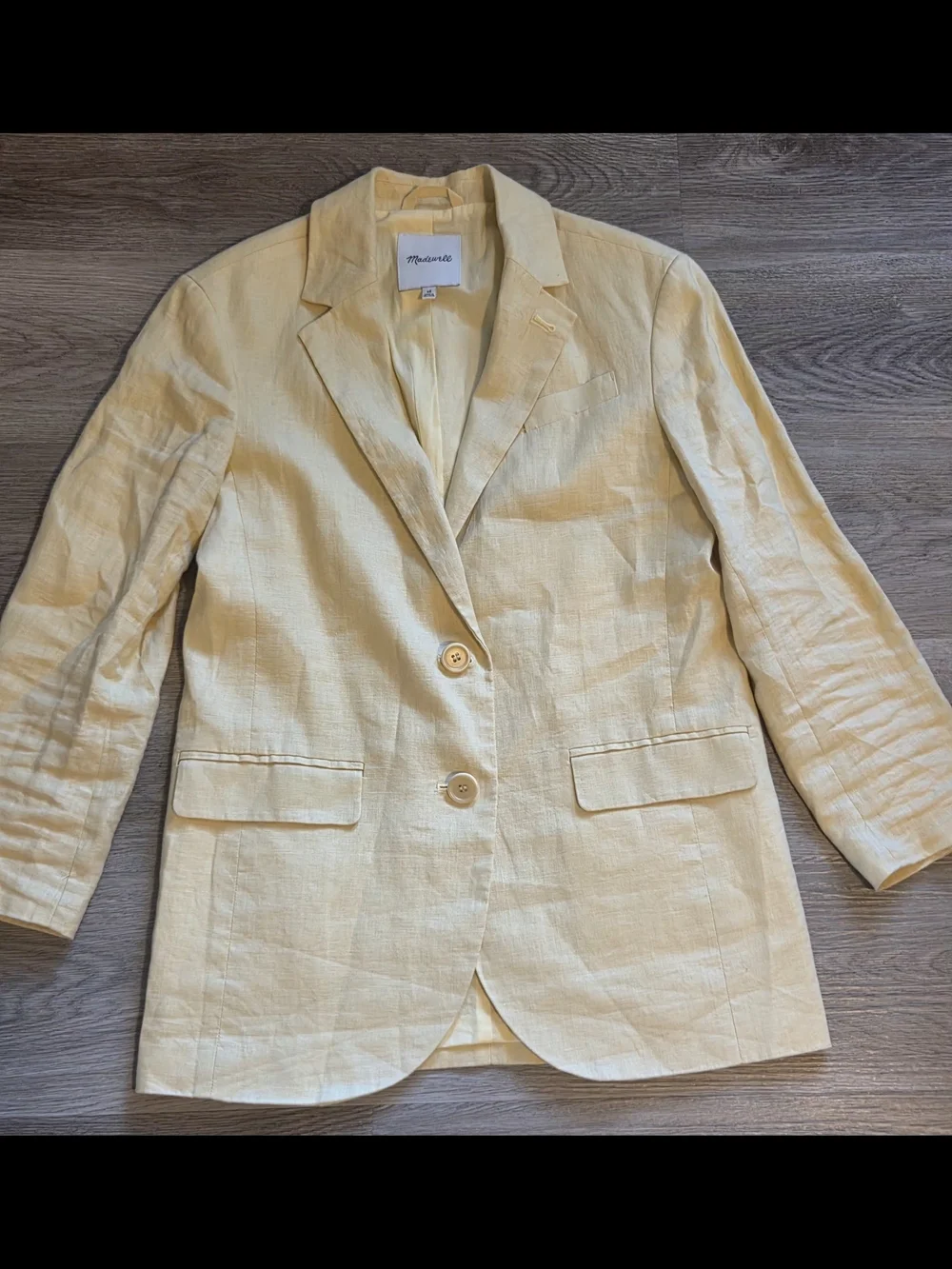 Madewell Yellow Linen-Blend Relaxed Blazer .They run big and fit like a size M. - Picture 8 of 9